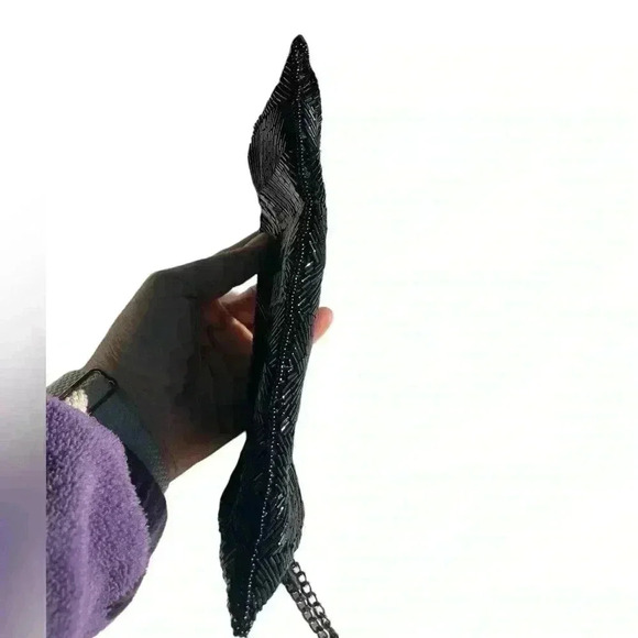 The Limited black beaded chain clutch wristlet satin lining gently used - Picture 7 of 8